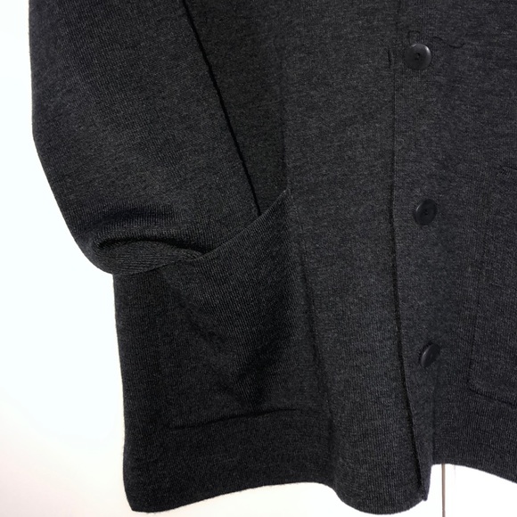 Charcoal gray button front pure wool sweater. - Picture 3 of 3
